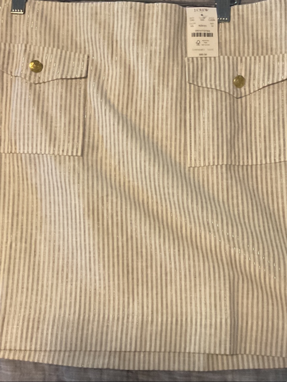 J. Crew Men's Beige and White Striped Chinos